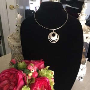 Silpada Silver Hammered Perspectiva Multicolor Concentric Circle Necklace